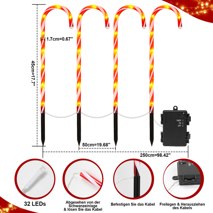 Sonnewelt 4x LED Zuckerstangen Weihnachtsdeko Außenleuchte