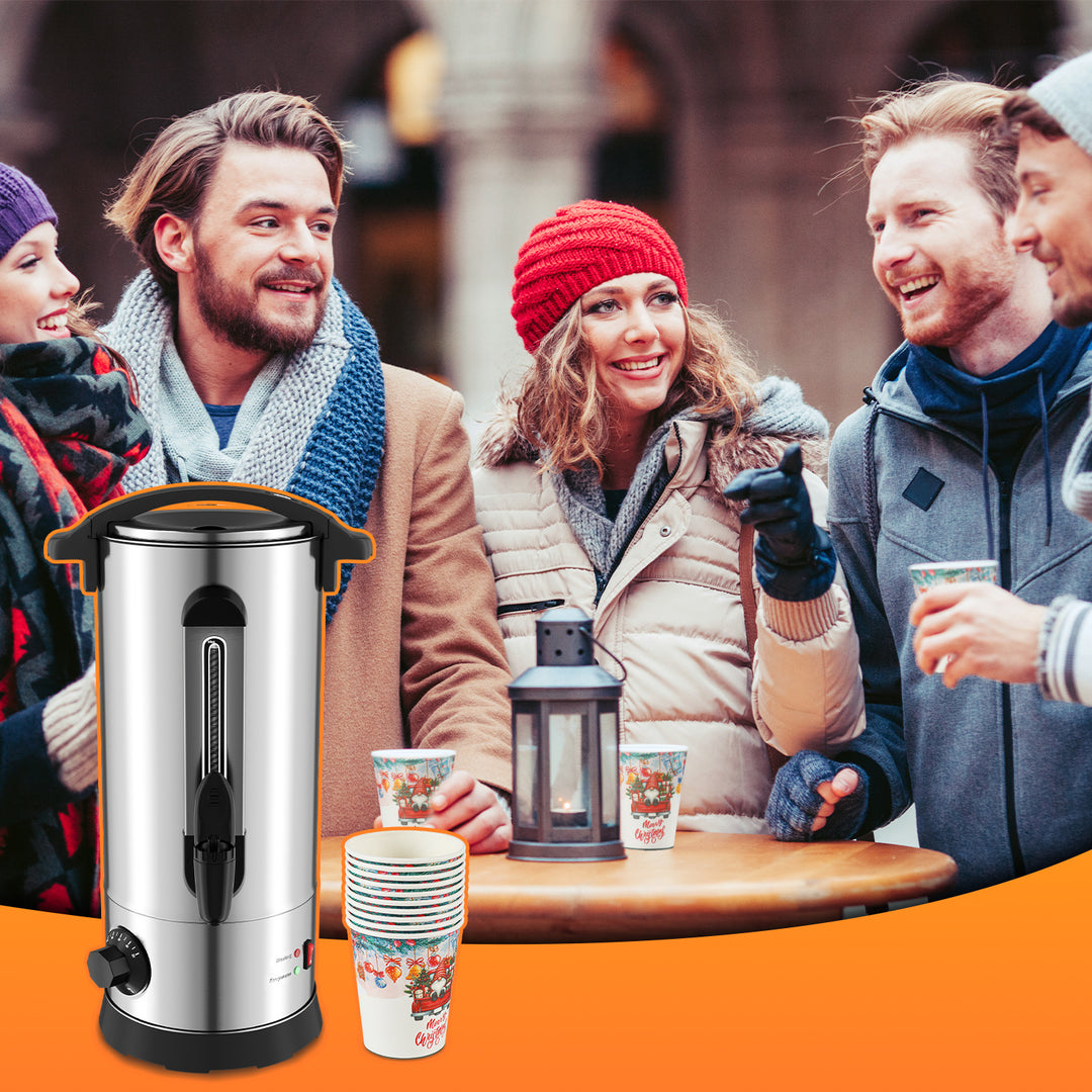 Sonnewelt 10 L Glühweinkocher Glühweinkessel inkl. 10 Tassen, Kupferfarbe