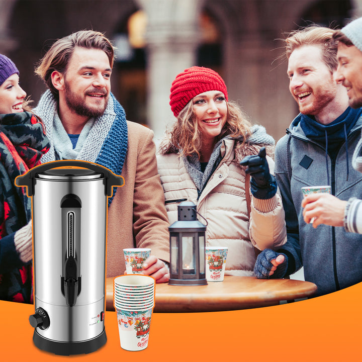 Sonnewelt 10 L Glühweinkocher Glühweinkessel inkl. 10 Tassen, Kupferfarbe