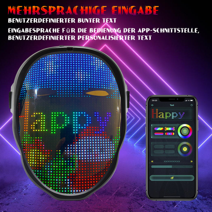 Sonnewelt LED Maske Party Halloween APP-Steuerung