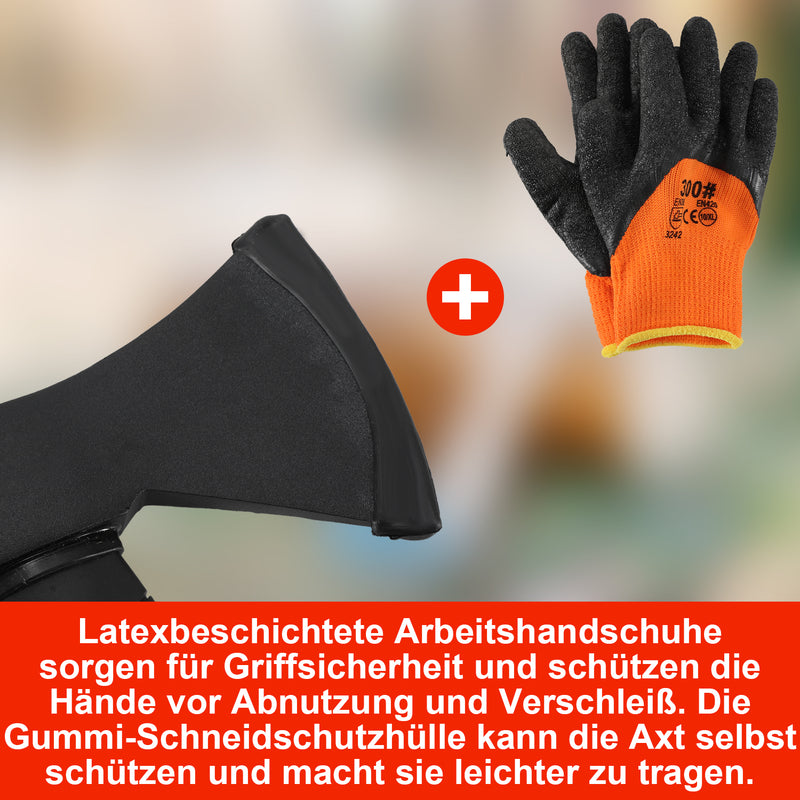 Sonnewelt Spaltbeil Gartenaxt mit Handschuh 600g/800g/1000g