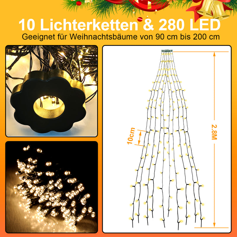 Sonnewelt LED Christbaumbeleuchtung mit Ring 280 LEDs IP44