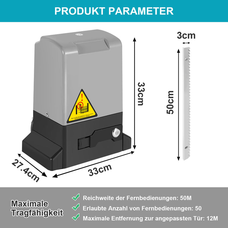 Sonnewelt Schiebetorantrieb Garagentorantrieb mit App-Steuerung 370W/550W