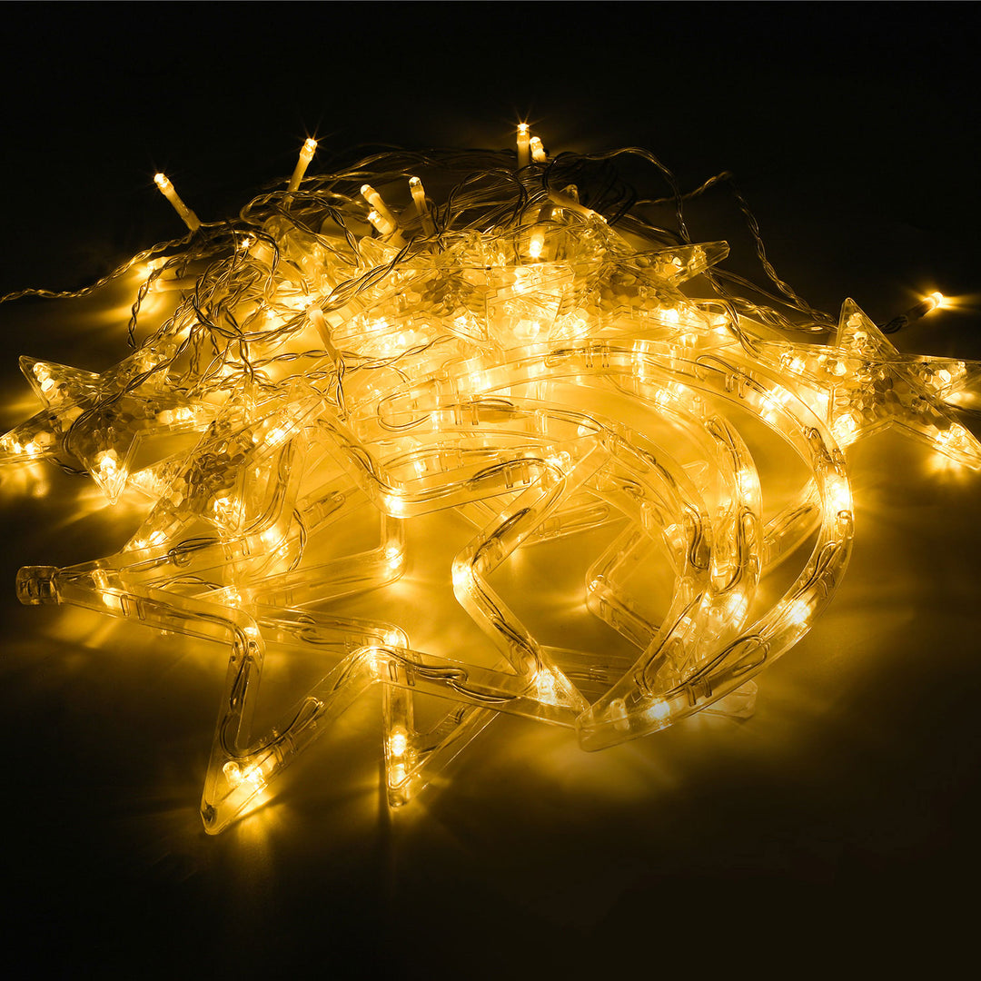 Sonnewelt LED Sterne Weihnachtsbeleuchtung Lichtervorhang 3,5M