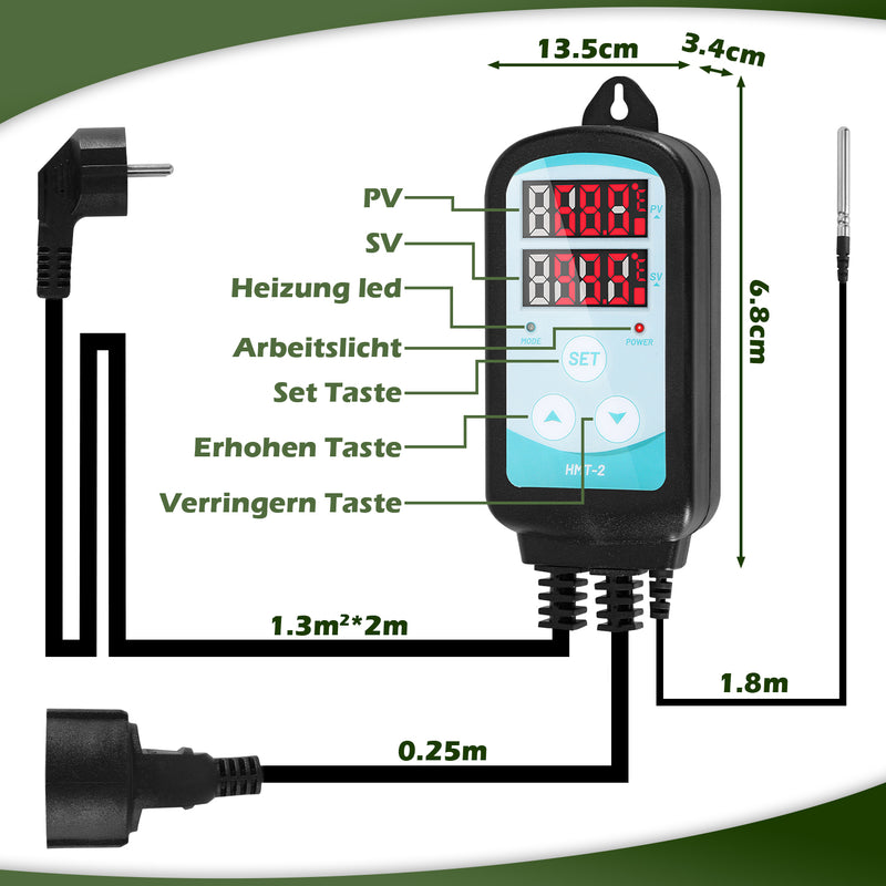 Sonnewelt Gewächshausheizung Elektrische Heizung mit Timer und Thermostat
