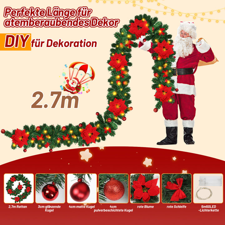Sonnewelt Weihnachtsgirlande 2.7m mit Blumen