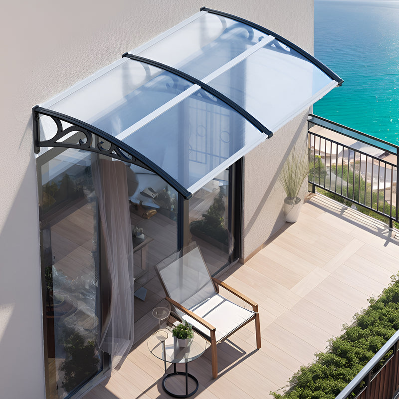 Sonnewelt Vordach für Haustür Pultbogenvordach Transparent