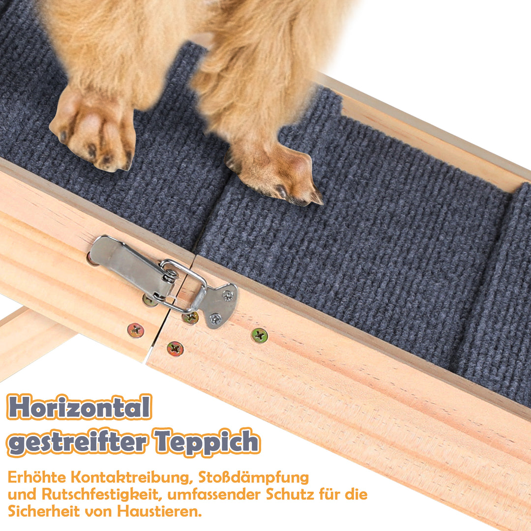 Sonnewelt Faltbare Hunderampe aus Holz Haustierrampe 4 Stufen
