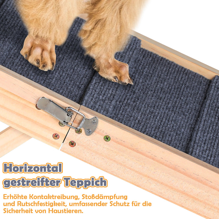 Sonnewelt Faltbare Hunderampe aus Holz Haustierrampe 4 Stufen