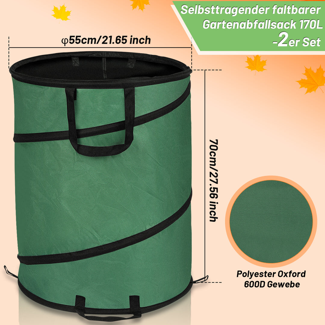 Sonnewelt Gartensack Pop Up Gartenabfallsack 170L mit Griffen
