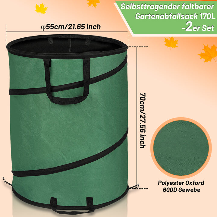 Sonnewelt Gartensack Pop Up Gartenabfallsack 170L mit Griffen