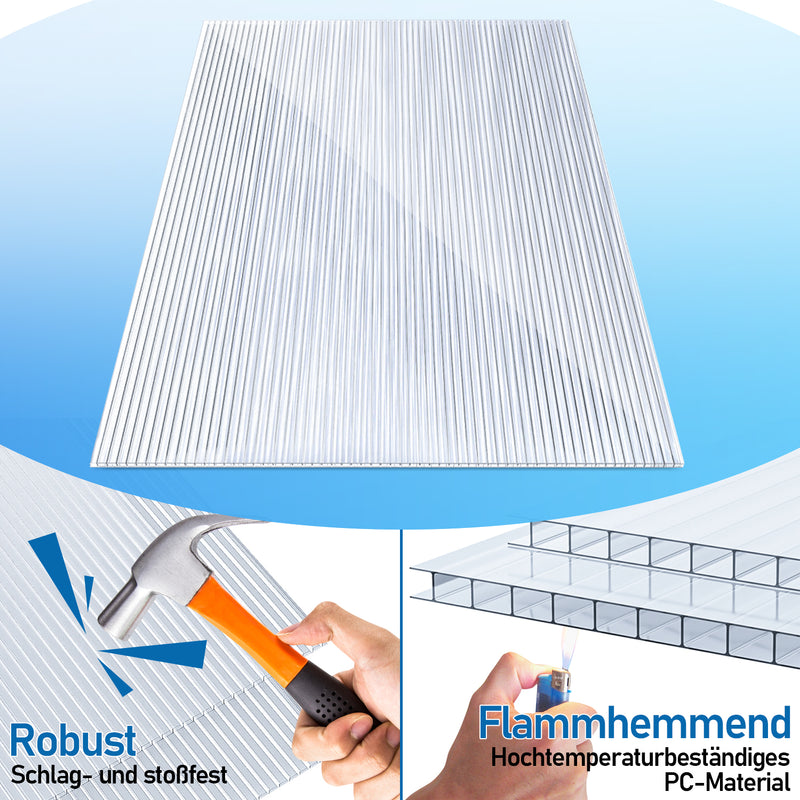 Sonnewelt Doppelstegplatte Gewächshaus Platten 4mm 14 Stück