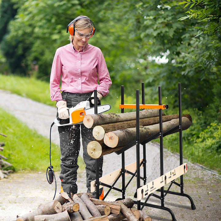 Sonnewelt Sägebock Klappbar Holzsägebock mit Auswurfsicherung & Maßskala