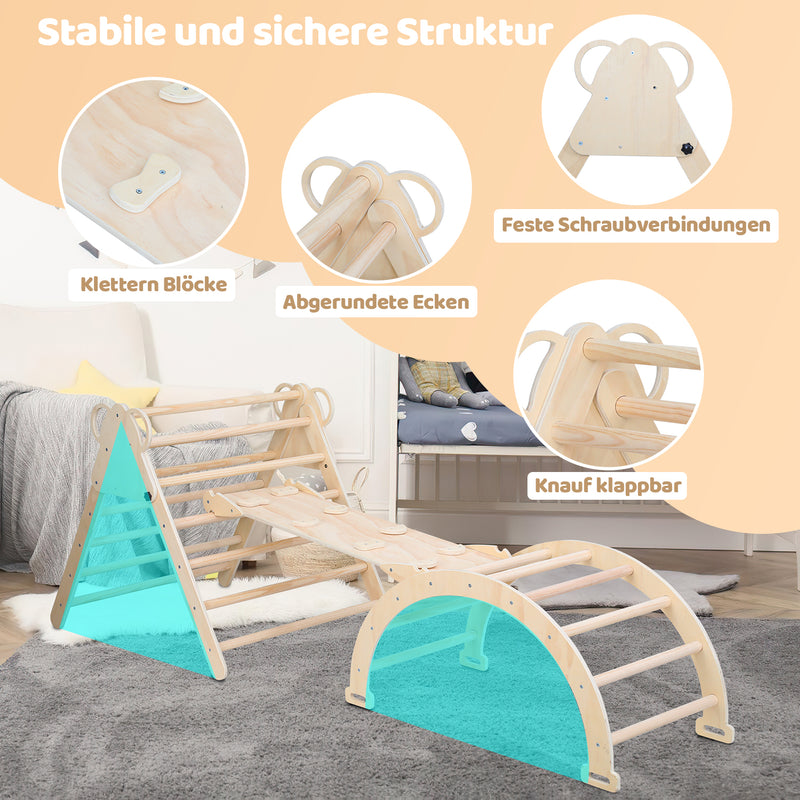 Sonnewelt Klettergerüst Indoor 3-in-1  mit Bogen/Rutsche/Dreieck