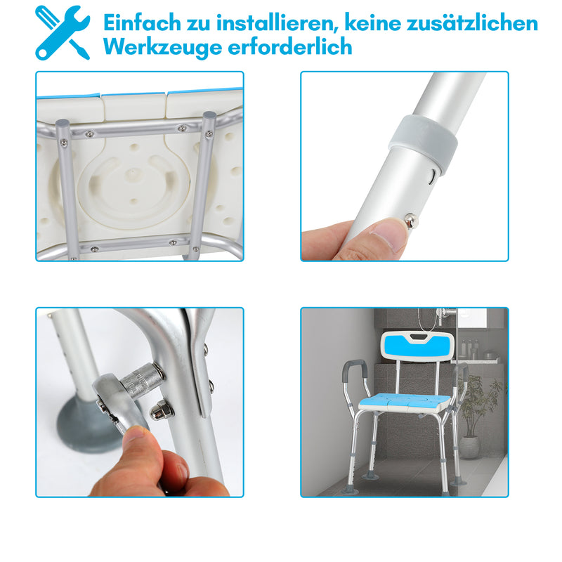 Sonnewelt Duschhocker für senioren Duschstuhl mit Rückenlehne