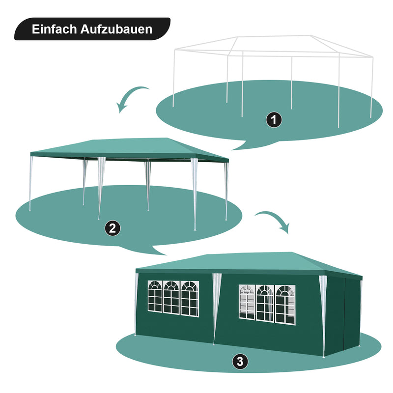 Sonnewelt Pavillon 3x6m Partyzelt Wasserdicht mit Seitenteilen