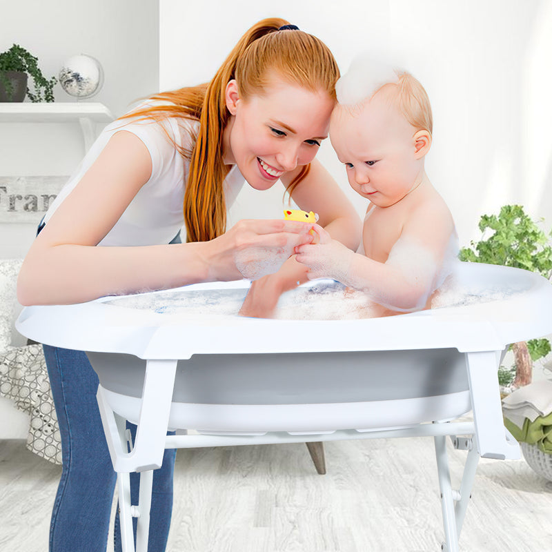 Sonnewelt Babywanne mit Ständer Faltbare mit Thermometer