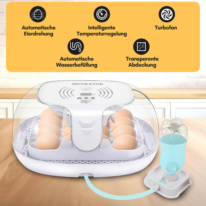 Sonnewelt Brutautomat Vollautomatisch Inkubator für Hühner 16 Eier