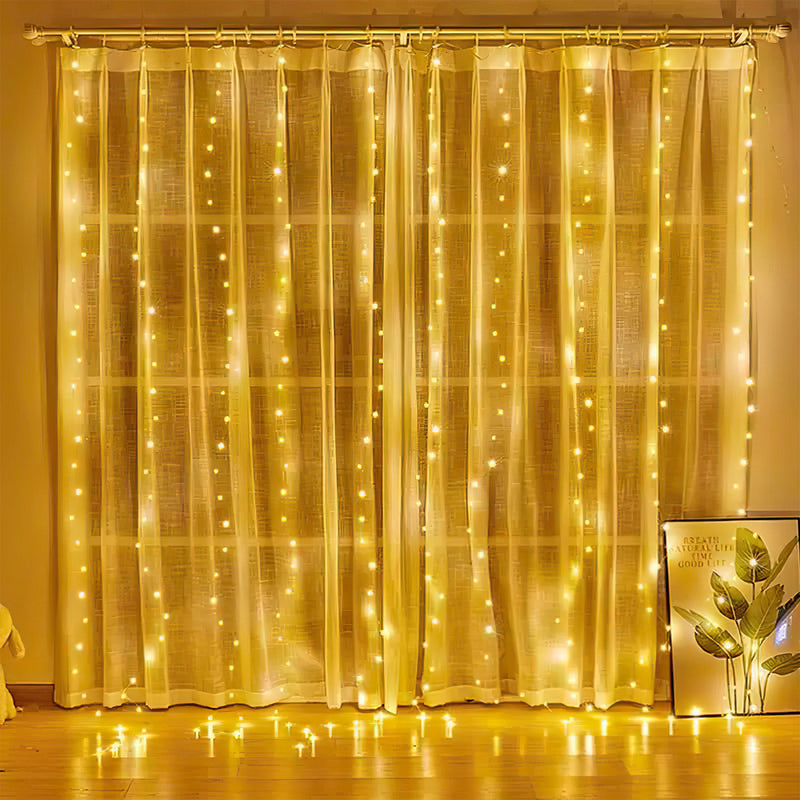 Sonnewelt LED Lichtervorhang 3x3m/3x6m Warmweiß/Farbe