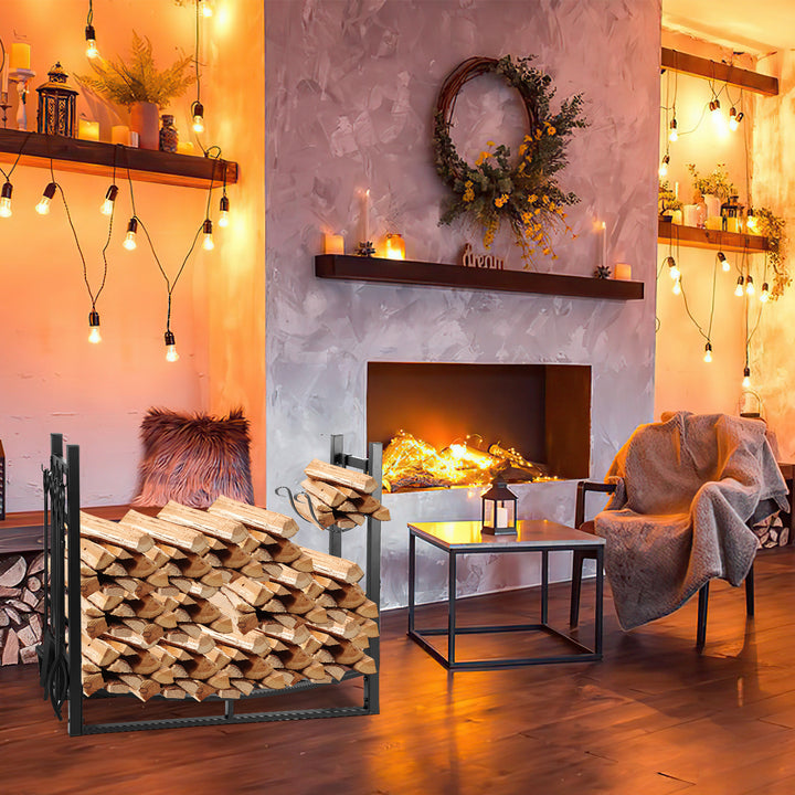 Sonnewelt Kaminofenregal mit 4 Kaminwerkzeug