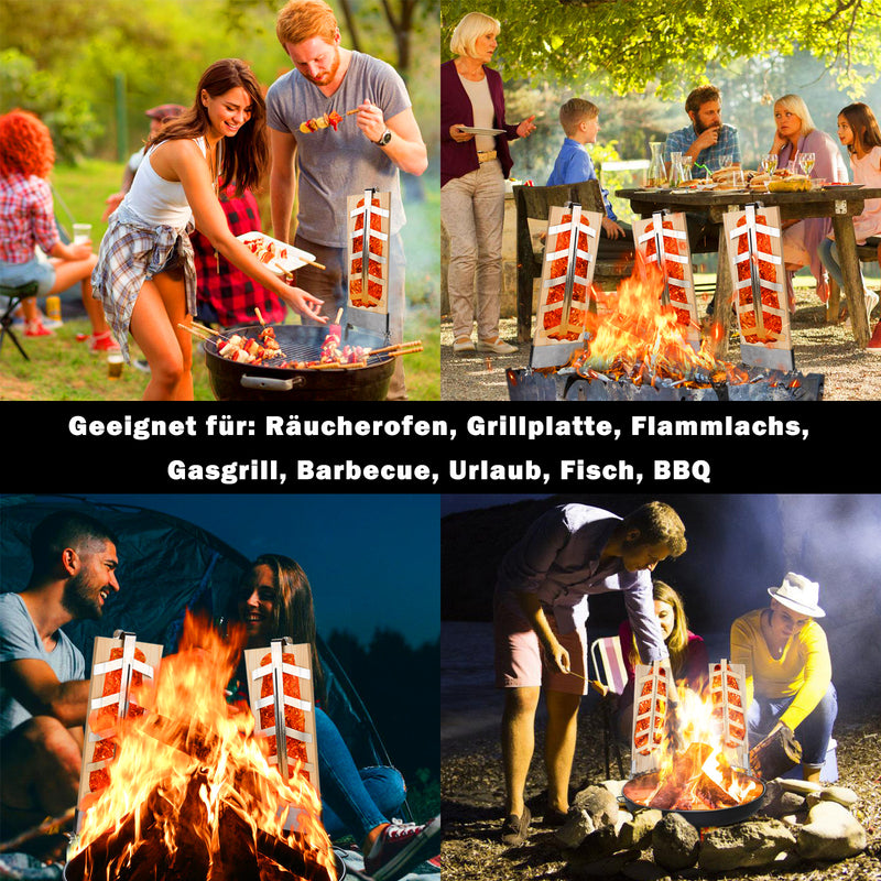 Sonnewelt Flammlachsbrett Lachsbrett 2er Set für Feuerschalen