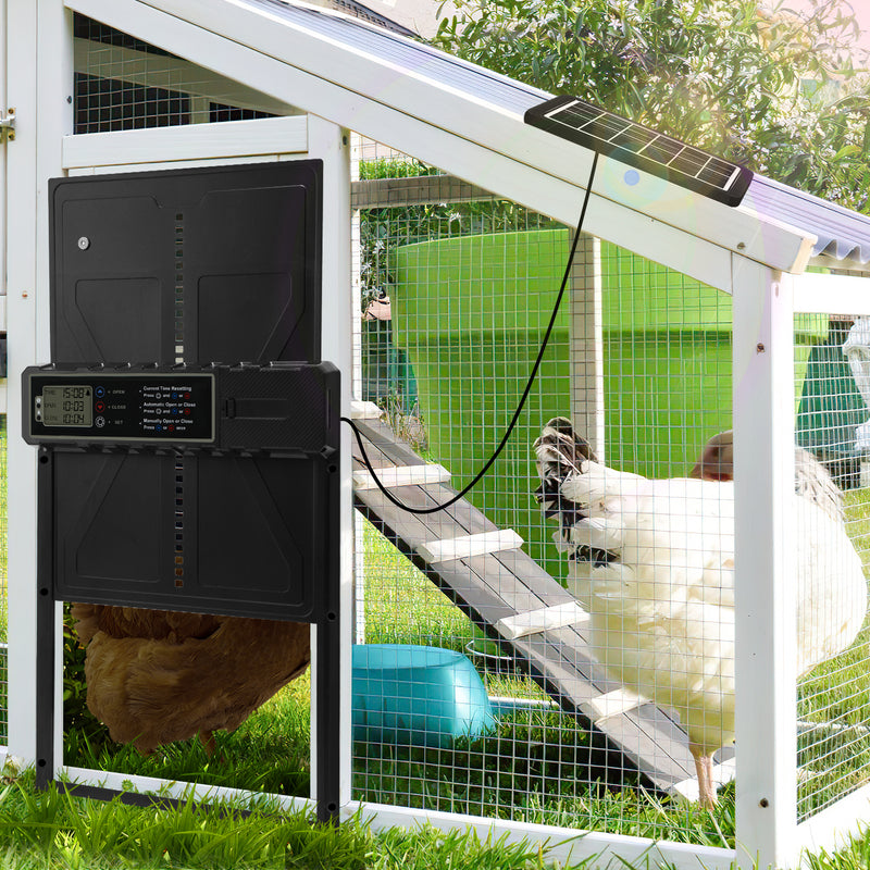 Sonnewelt Elektrische Hühnerklappe Solar mit LED Display und Fernbedienung