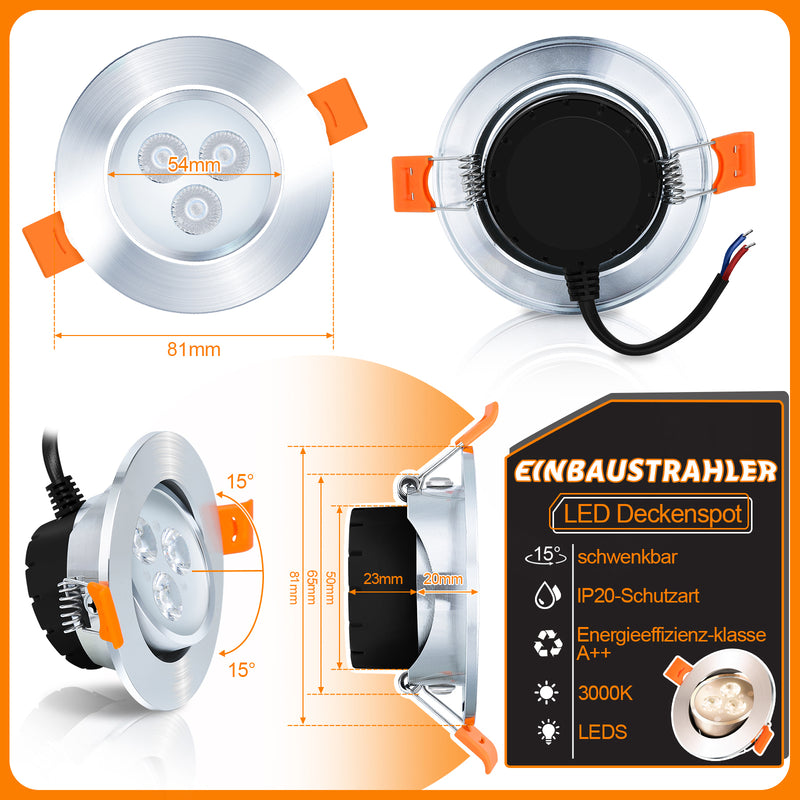 Sonnewelt LED Einbaustrahler Integriert 3W Warmweiß/Kaltweiß