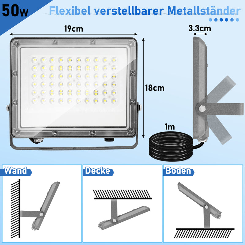 Sonnewelt LED Außenstrahler Kaltweiß IP65 50W-200W