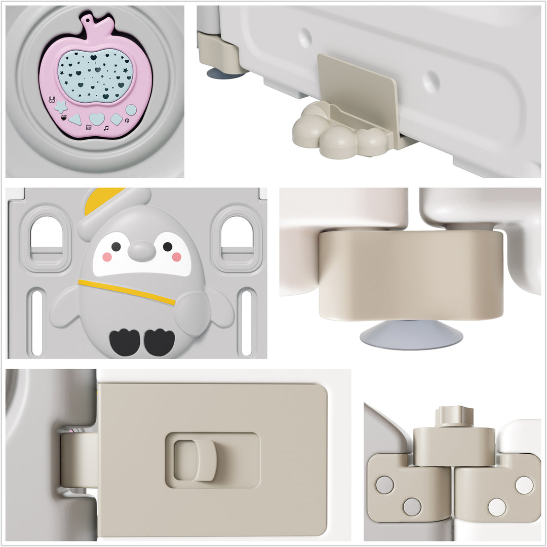 Sonnewelt Laufstall baby Faltbares mit Kriechmatte und Geschichtenbox