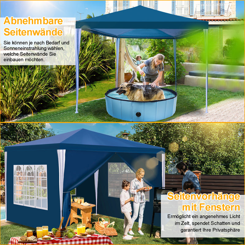 Sonnewelt Pavillon 3x3m Partyzelt Wasserdicht mit Seitenteilen
