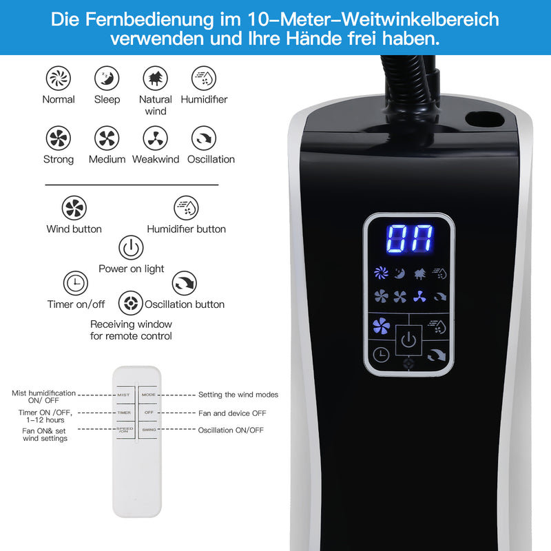 Sonnewelt Standventilator mit Wasserkühlung Ultraschall-Sprühnebel