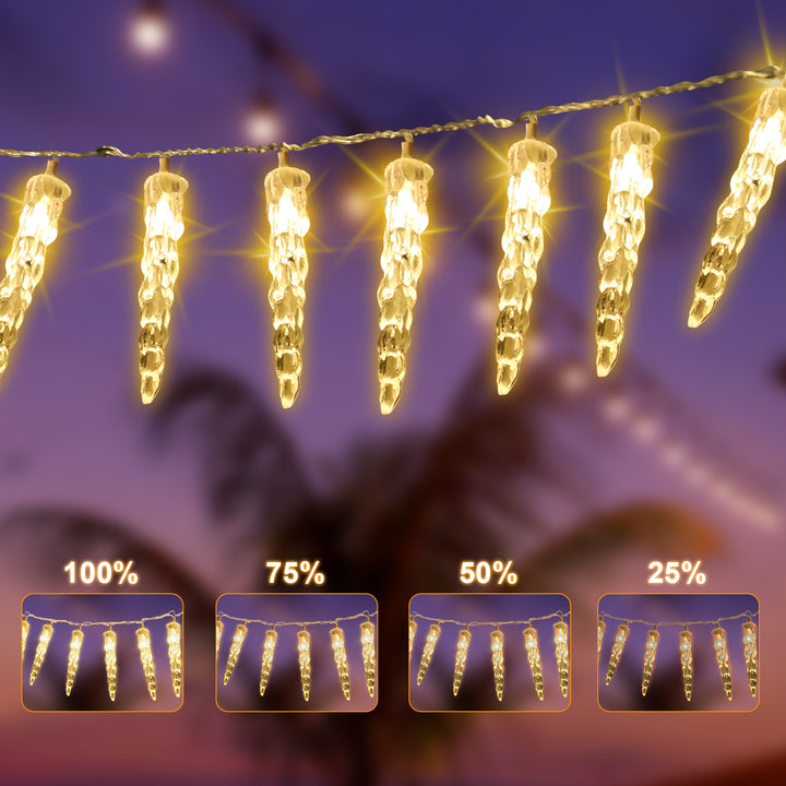 Sonnewelt Solar Icicle Fairy Lights with Remote Control 10m