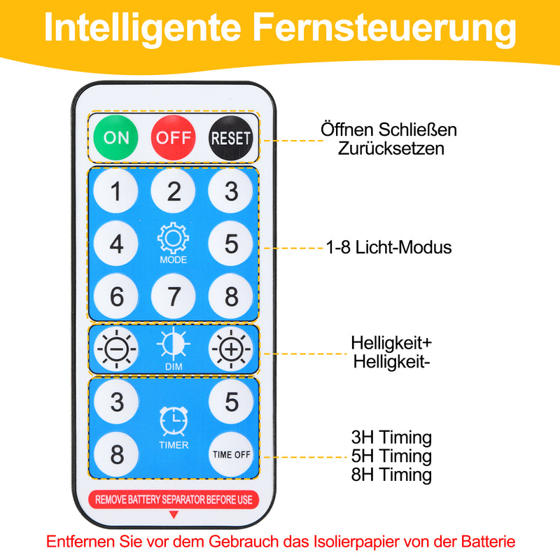 Sonnewelt Solar Lichterkette mit Fernbedienung 30m-100m