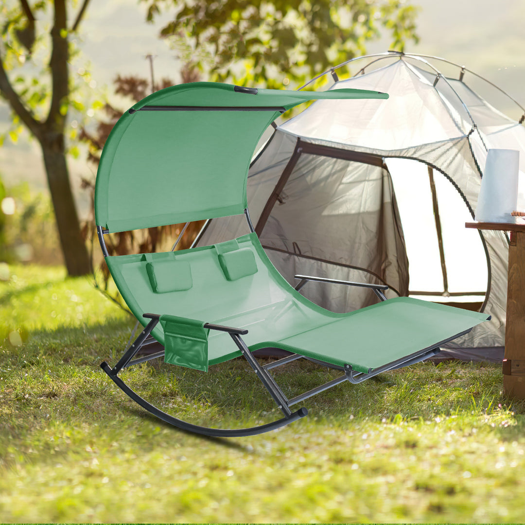 Sonnewelt Doppelliege Sonnenliege mit Sonnendach Outdoor