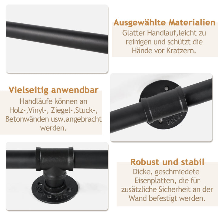 Sonnewelt Handlauf Treppe Edelstahl Handlauf Schwarz