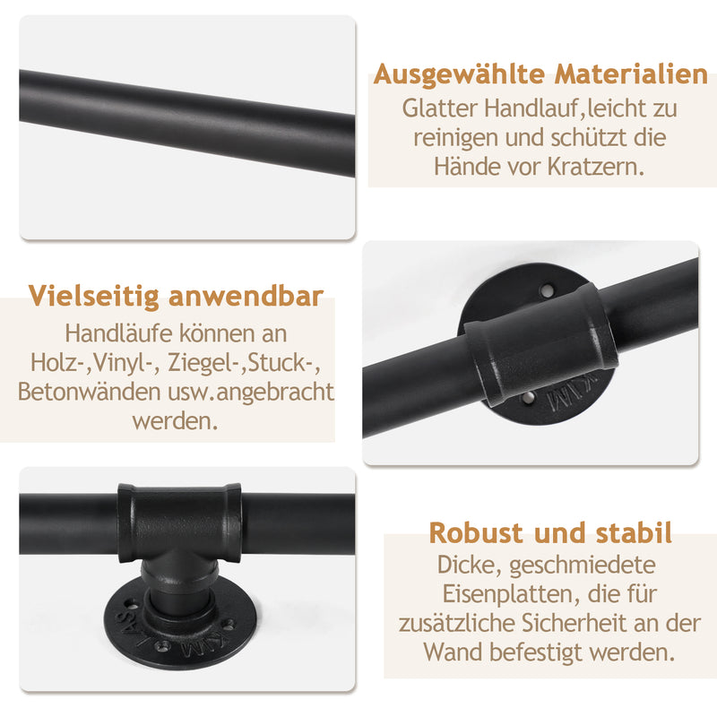 Sonnewelt Handlauf Treppe Edelstahl Handlauf Schwarz