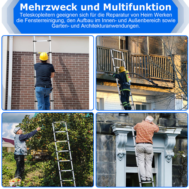 Sonnewelt Teleskopleiter Aluminium Belastbarkeit bis zu 150kg 2.6m-5m