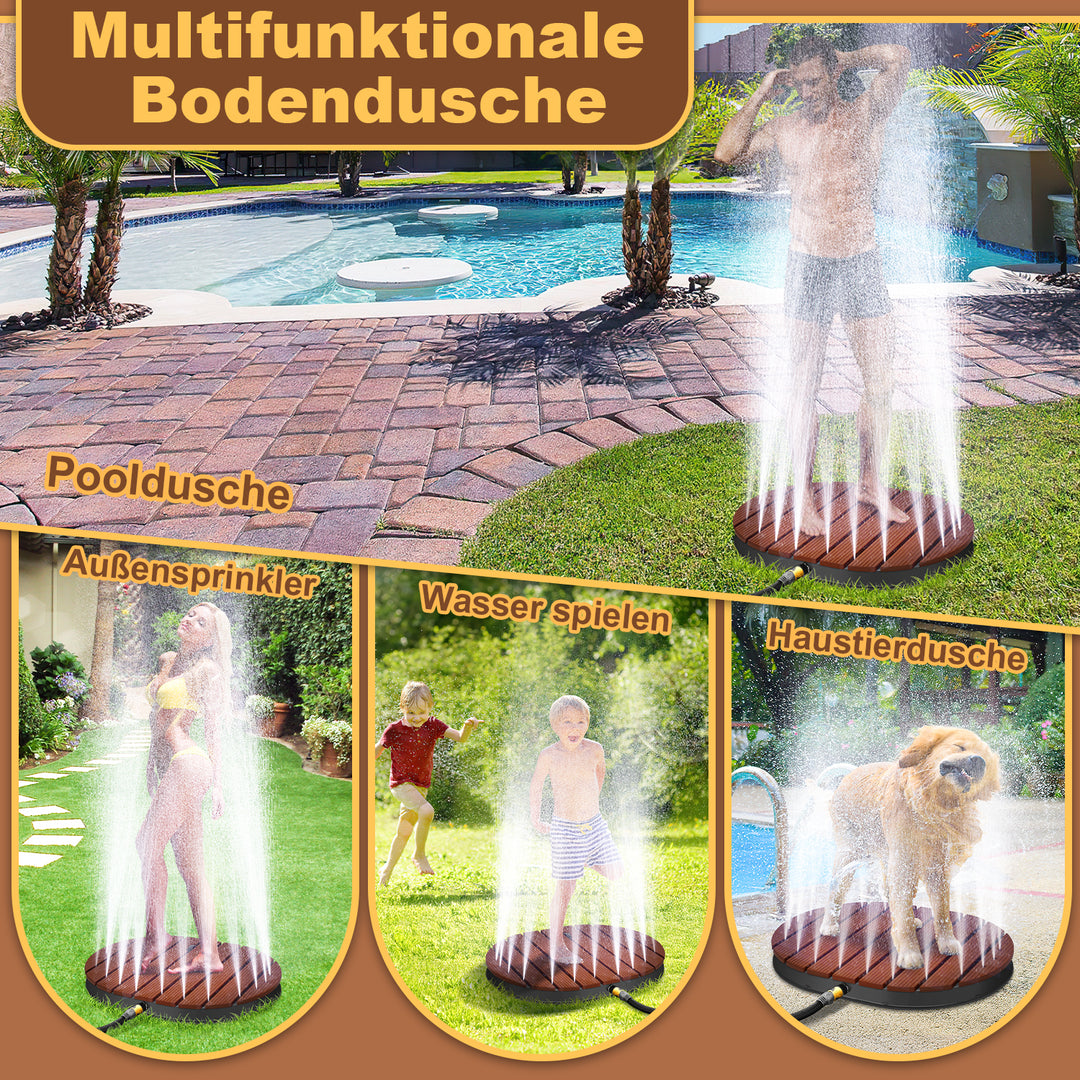 Sonnewelt Bodendusche Gartendusche mit Fußrad und 22 Kupferdüsen
