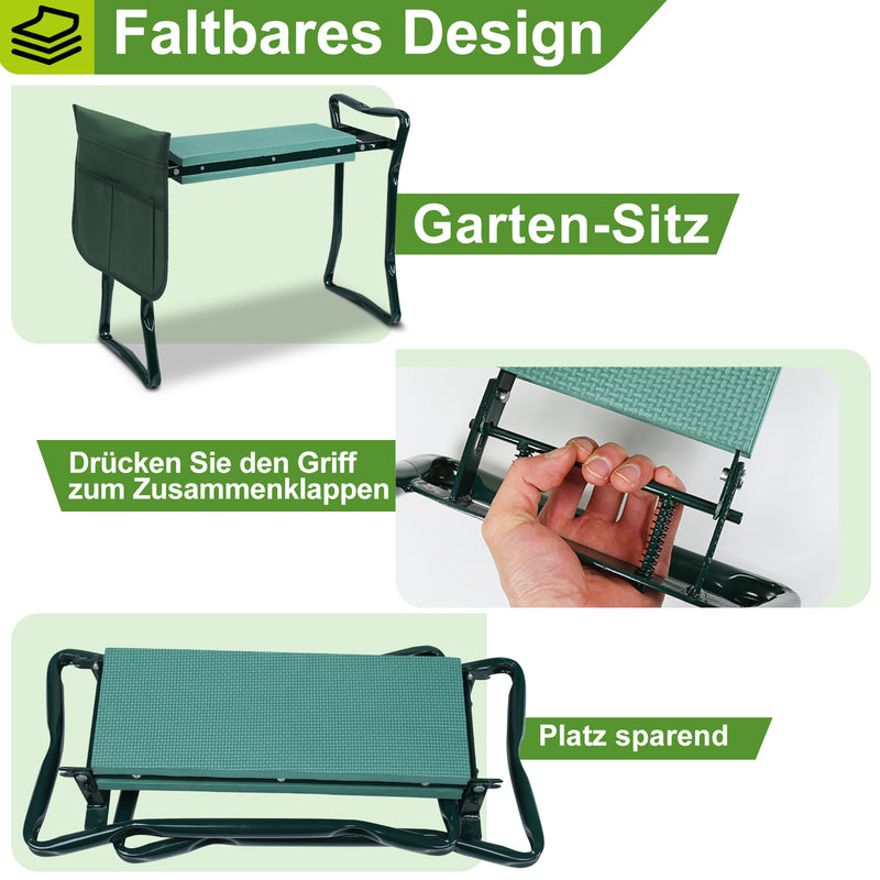 Sonnewelt 2 in 1 Kniebank für Gartenarbeit Gartenhocker mit Eva-Schaumkissen
