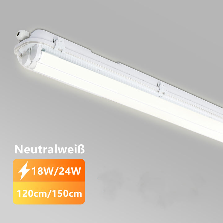 Sonnewelt LED Feuchtraumleuchte Doppelt T8 Neutralweiß 18W/24W