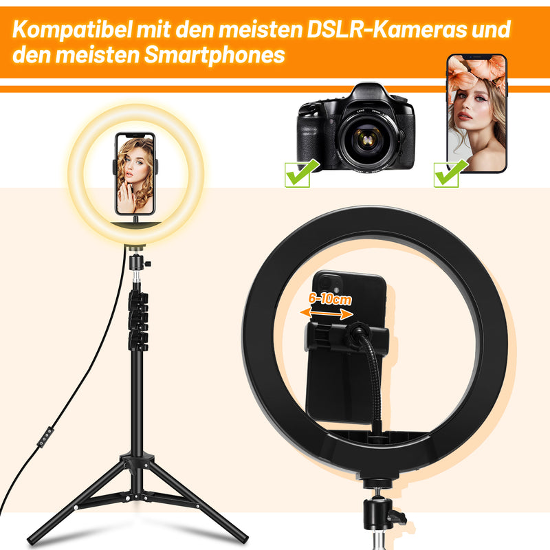 Sonnewelt 10 Zoll Ringlicht Dimmbare mit Stativ