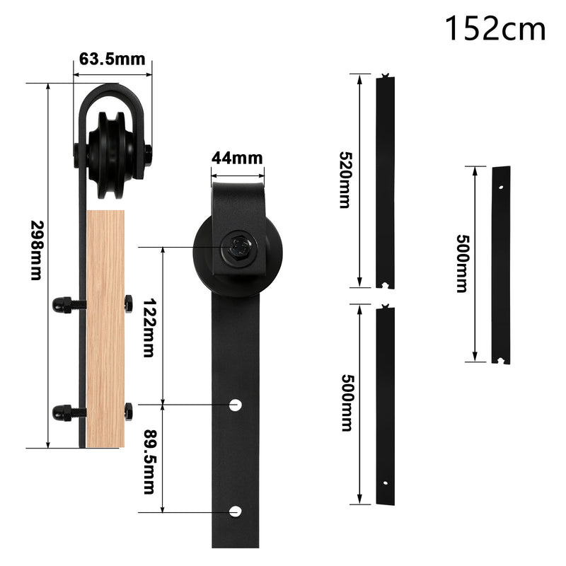 Sonnewelt Schiebetürbeschlag Set Schiebetürsystem 152cm/183cm/200cm/244cm/363cm