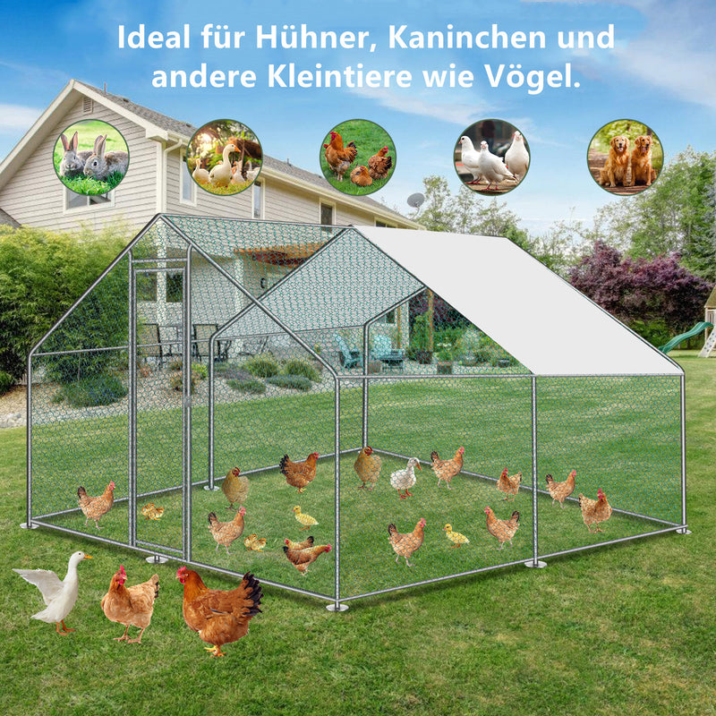 Sonnewelt Hühnerstall Metall Freilaufgehege mit Dachplane 3*3*2m