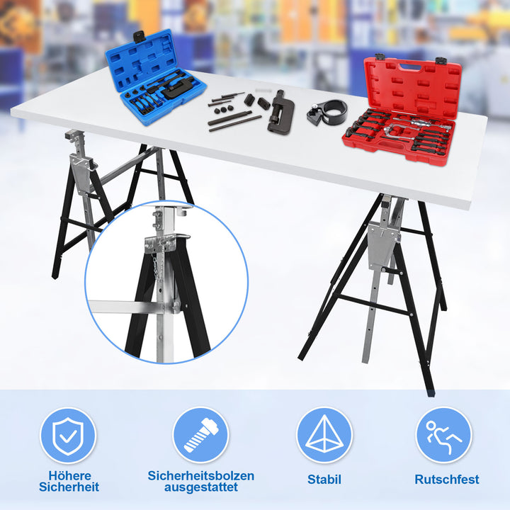 Sonnewelt 2x scaffolding trestle folding trestle 7-way height adjustable