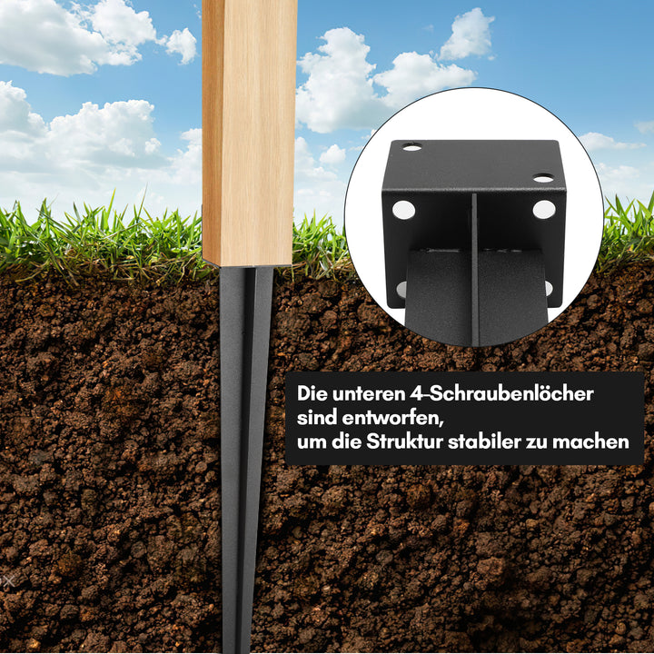 Sonnewelt Bodenhülse Einschlaghülse für Holzpfosten L