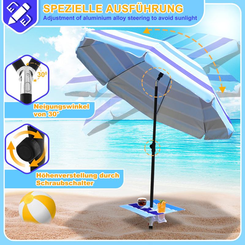 Sonnewelt Strandschirm Sonnenschirm Ø 213cm mit Tisch