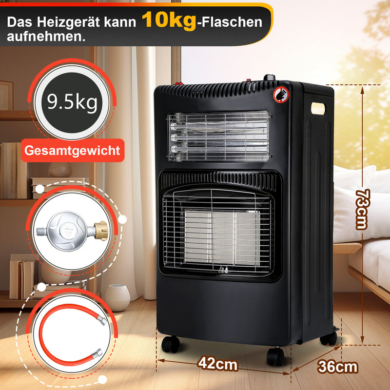 Sonnewelt Gasheizer 4,2 KW und 1260W Elektrische Gasheizgerät mit Druckminderer