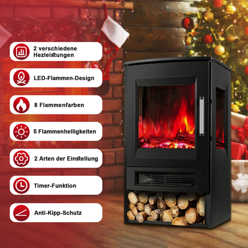 Sonnewelt Elektrokamin mit LED Flammenm WiFi Fernbedienung 900W/1800W