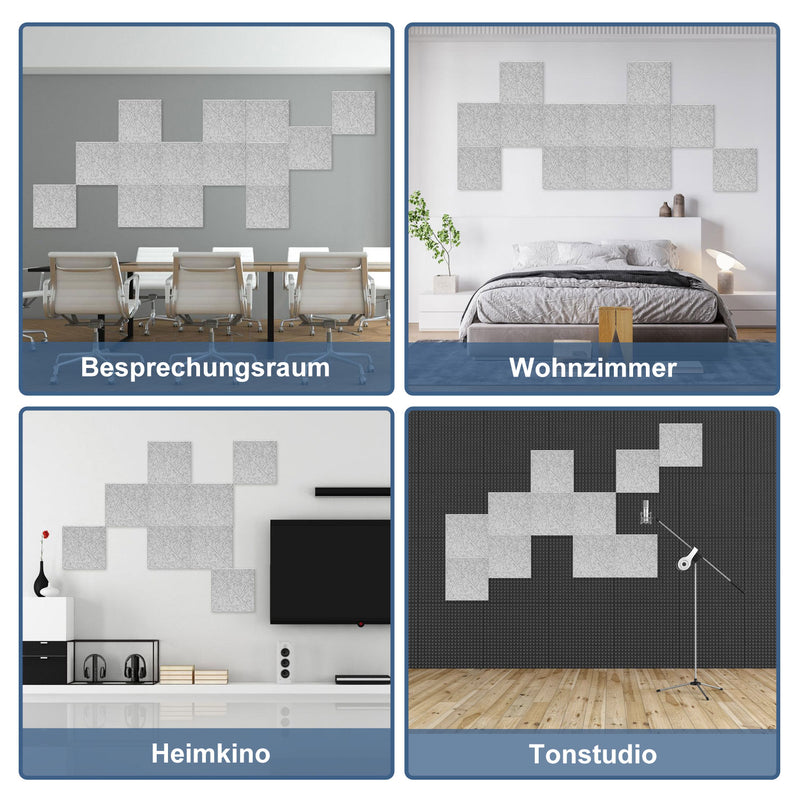 Sonnewelt Akustikplatten Wandpaneele Selbstklebend 12/18 Stück Quadratisch Dreieck