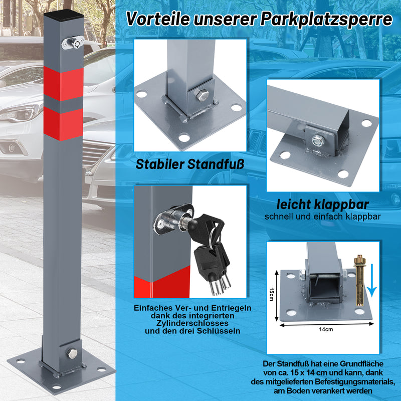 Sonnewelt Parkpfosten Absperrpfosten mit 3 Schlüssel